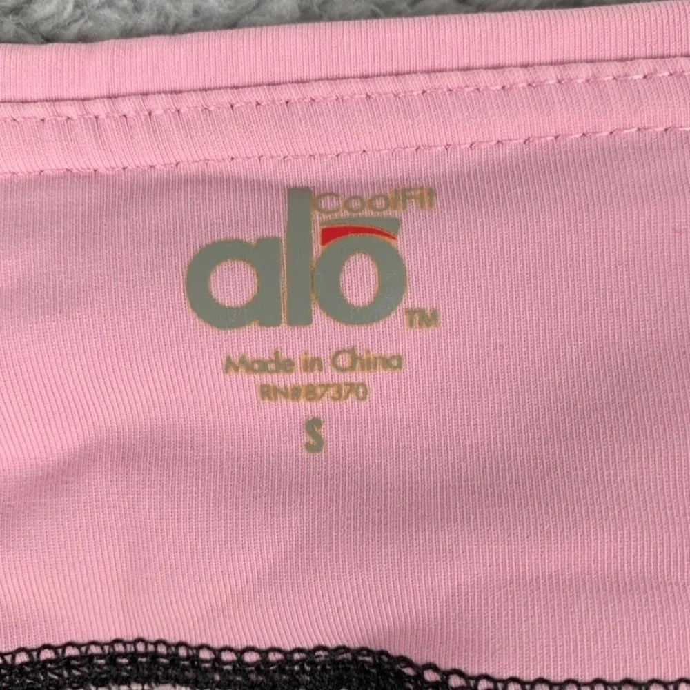 Alo Yoga Pants Women's Small Black Pink Flare‎ Fold Waistband Air Land Ocean EUC